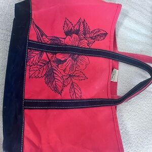 L.L. Bean Pink and Black Floral Tote